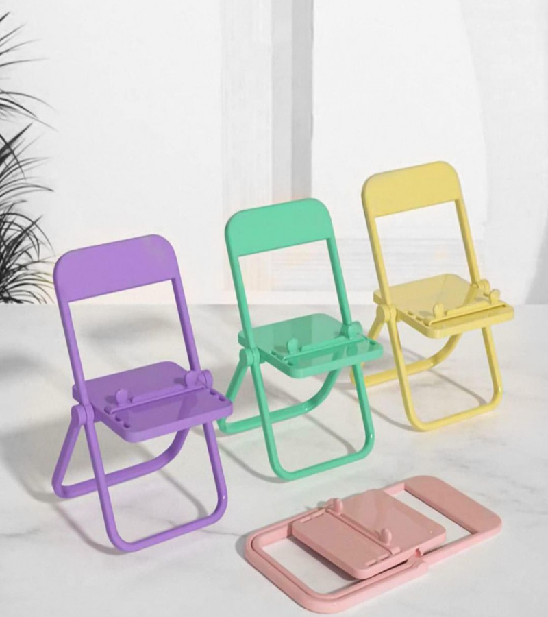 HOT DEALS NO1.1PCs Mini Chair Shape Cell Phone Stand Foldable Universal Candy Color Mobile Phone Holder Multi-Angle Cradle for Desk