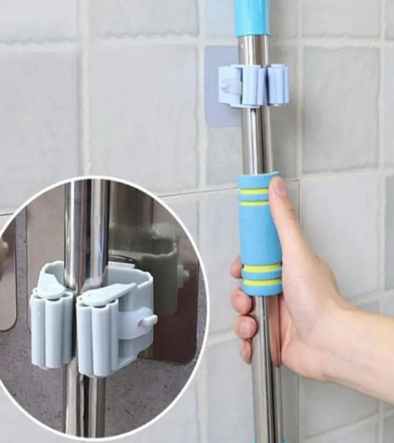 HOT DEALS NO1.1PCSelf Adhesive Broom Holder, Wall Mounted Broom Clip for Mop Shelf Fixed Buckle Mop Fixing Hook Waterproof and Moisture