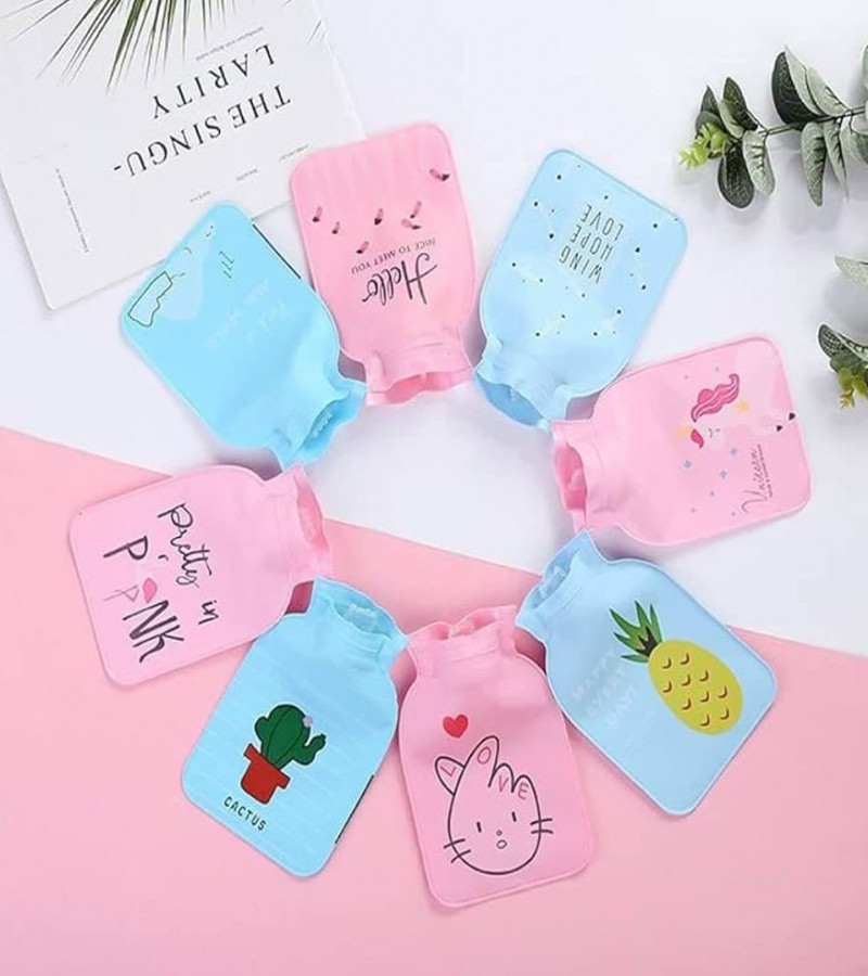 HOT DEALS NO1.Hot Water Bottles 350 ML Cute Rubber Hot Water Bottle Short Plush Cover Small Water Filling Hot Water Bottle