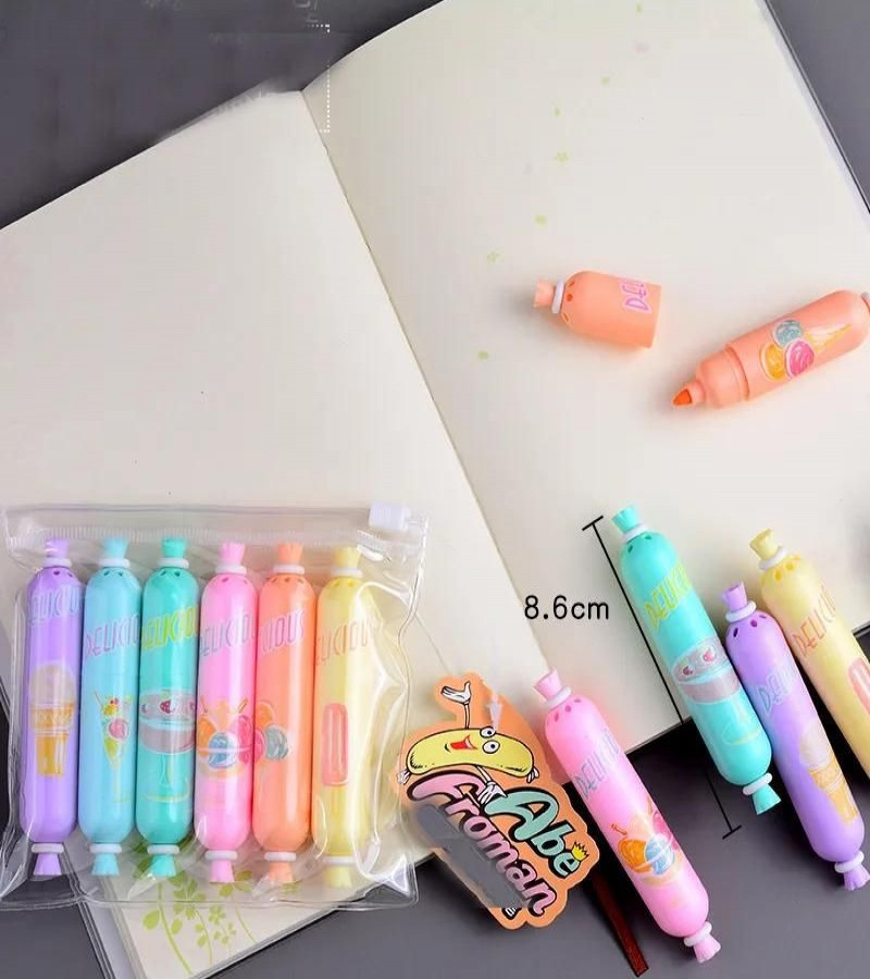 HOT DEALS NO1.Mini Highlighters Sausage. 1Pcs Pastel Portable Pocket Cute Kawaii Highlight Set Chisel Tip Office Stationery Supplies ONLY 99