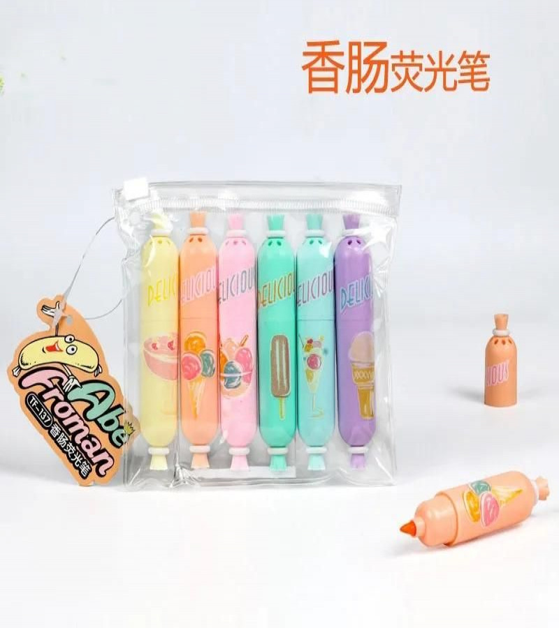 HOT DEALS NO1.Mini Highlighters Sausage. 1Pcs Pastel Portable Pocket Cute Kawaii Highlight Set Chisel Tip Office Stationery Supplies ONLY 99