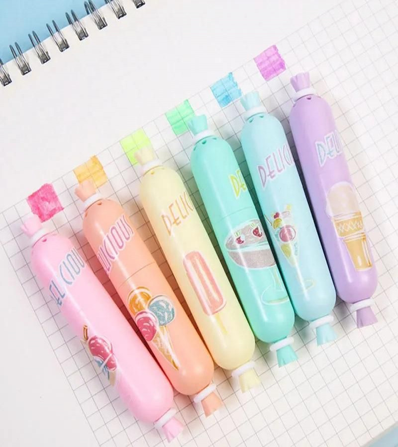 HOT DEALS NO1.Mini Highlighters Sausage. 1Pcs Pastel Portable Pocket Cute Kawaii Highlight Set Chisel Tip Office Stationery Supplies ONLY 99