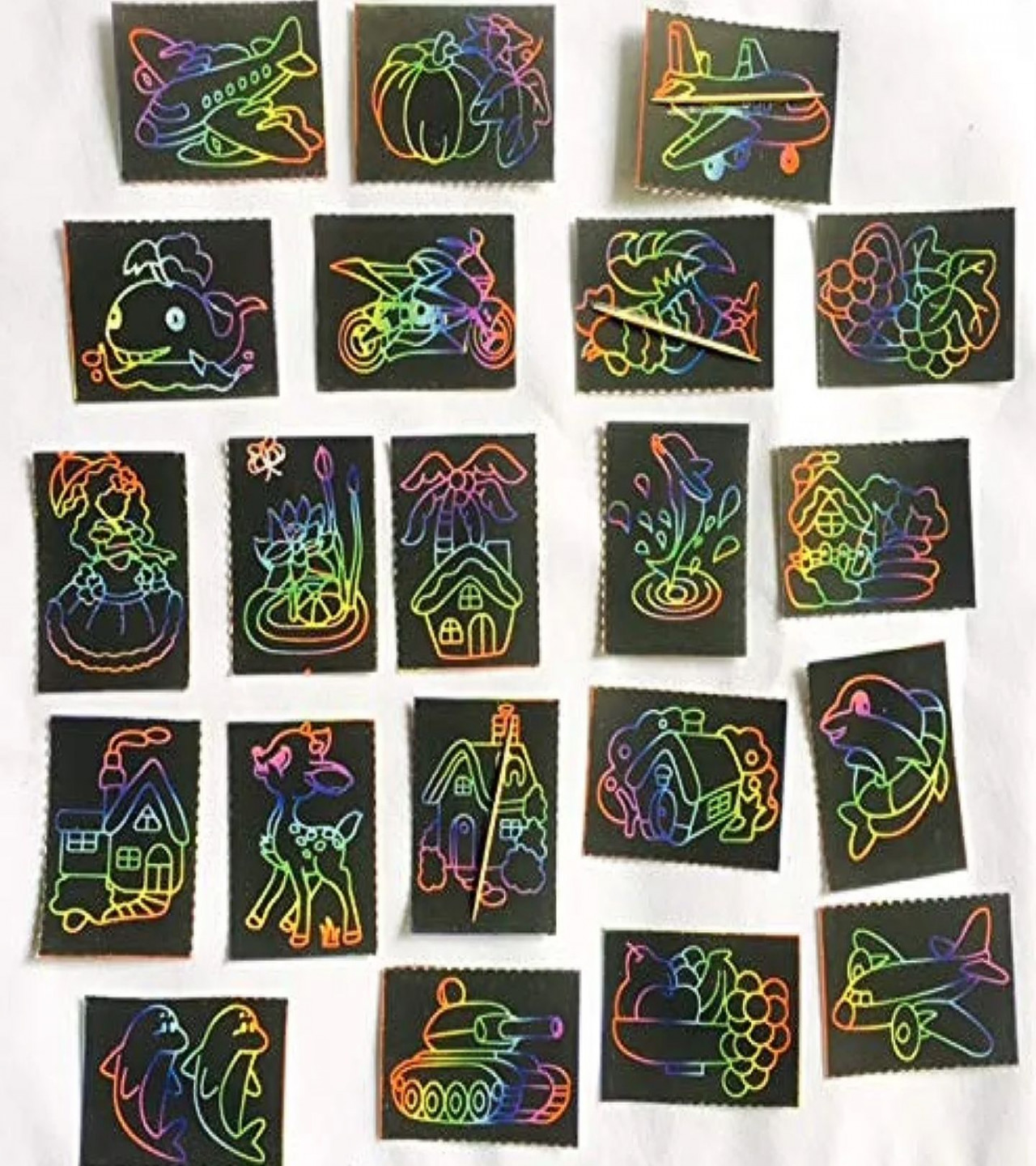 HOT DEALS NO1.pcak of 5 Cards for colouring practice with tooth pick nontoxic- Multi coloronly49