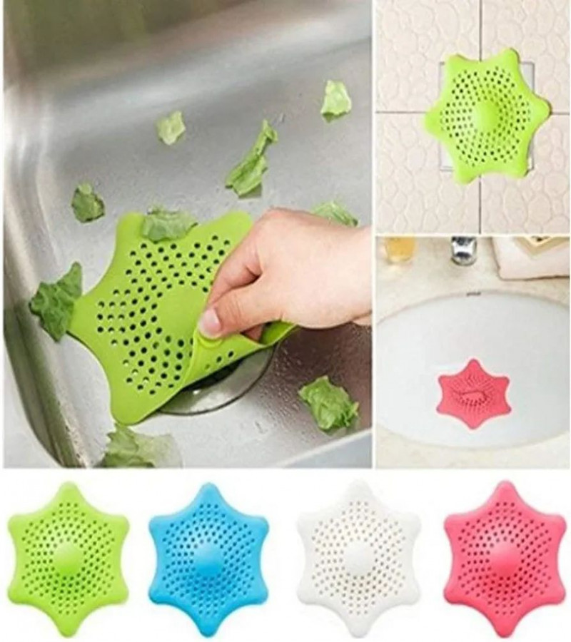 HOT DEALS NO1.Starfish Polyvinyl Chloride Resin Hair Catcher Rubber Bath Sink Strainer Shower Drain Cover Trap Basin (14x14x2 cm, Multicolour)