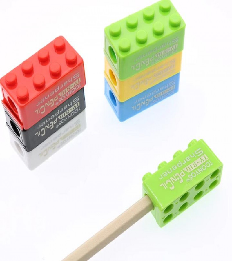 HOT DEALSNO1.1PC Building Blocks Pencil Sharpener Cartoon Plastic Children's Home Office And School Supplies Student Stationery Random Supply only 48