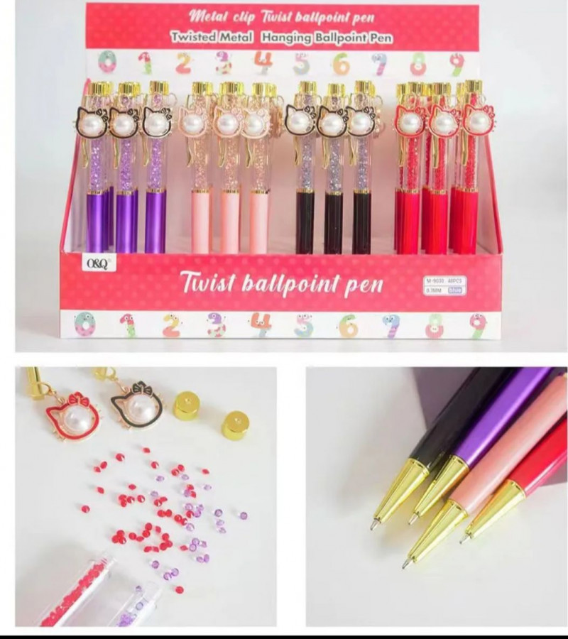 Kawaii Cat Pendant Metal Ballpoint Pen Cute Business Signature Ball Pens Office School Writing Supplies wholesale