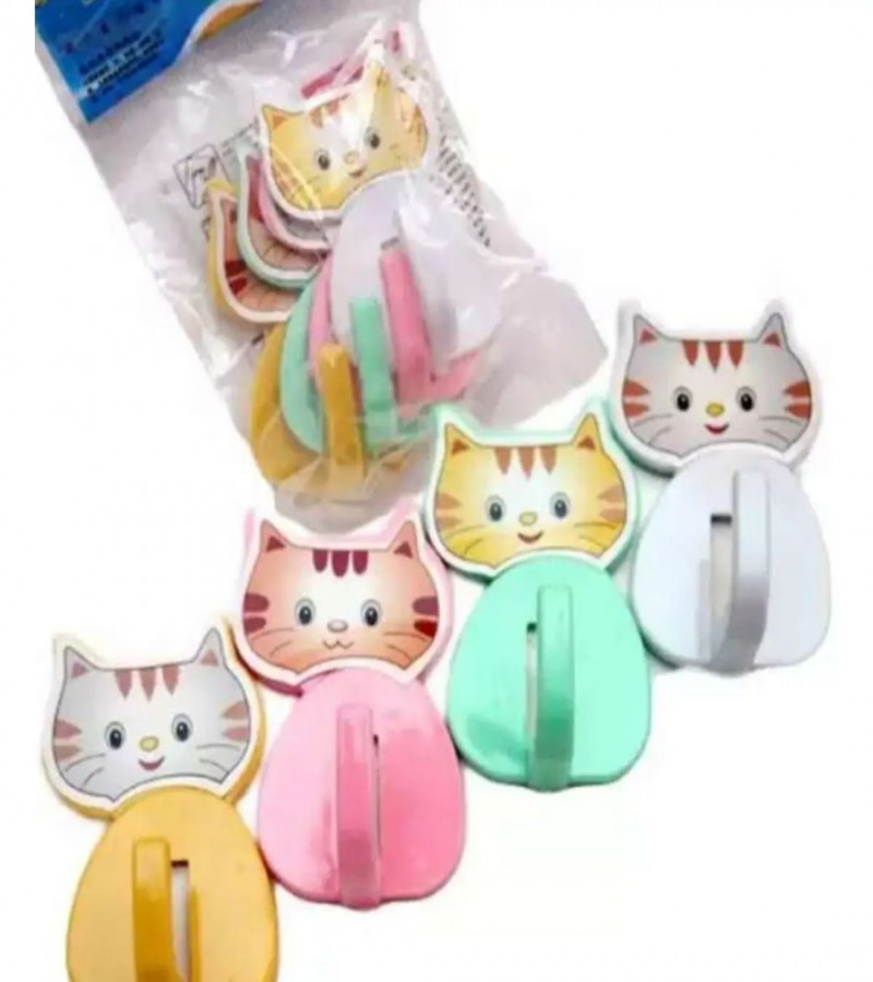 Kitty Shaped Adhesive Wall Hooks4 Hanging Hooks in one packDurableHigh QualityReliableGood Material