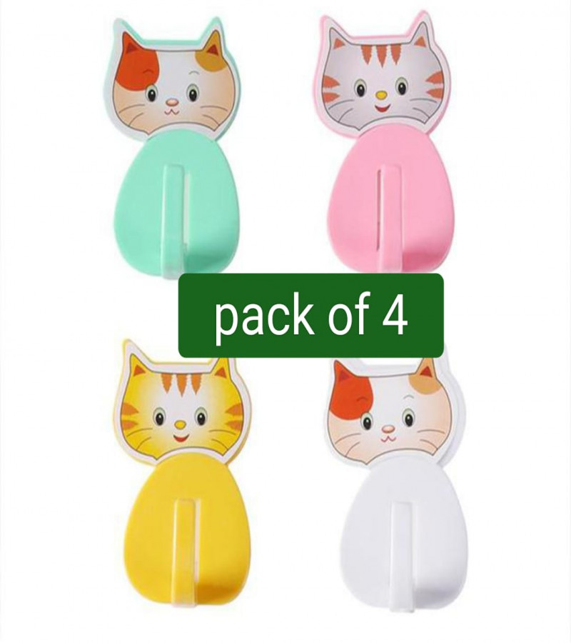 Kitty Shaped Adhesive Wall Hooks4 Hanging Hooks in one packDurableHigh QualityReliableGood Material