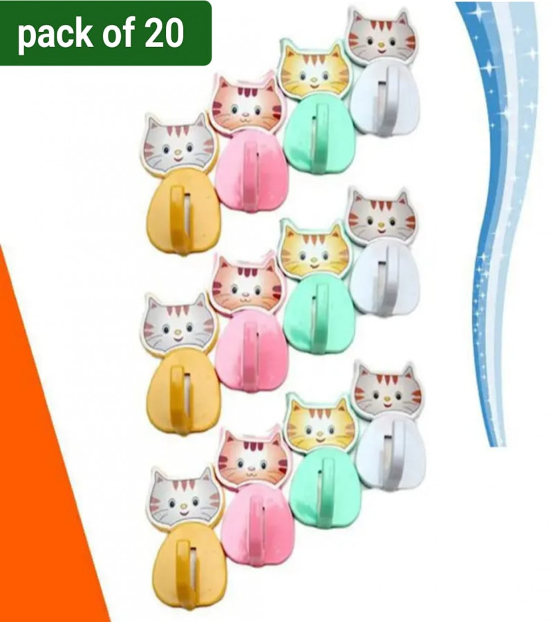 Kitty Shaped Adhesive Wall Hooks4 Hanging Hooks in one packDurableHigh QualityReliableGood Material