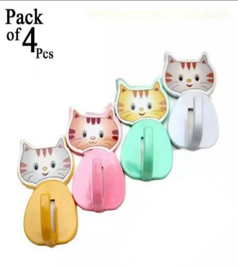 Kitty Shaped Adhesive Wall Hooks4 Hanging Hooks in one packDurableHigh QualityReliableGood Material