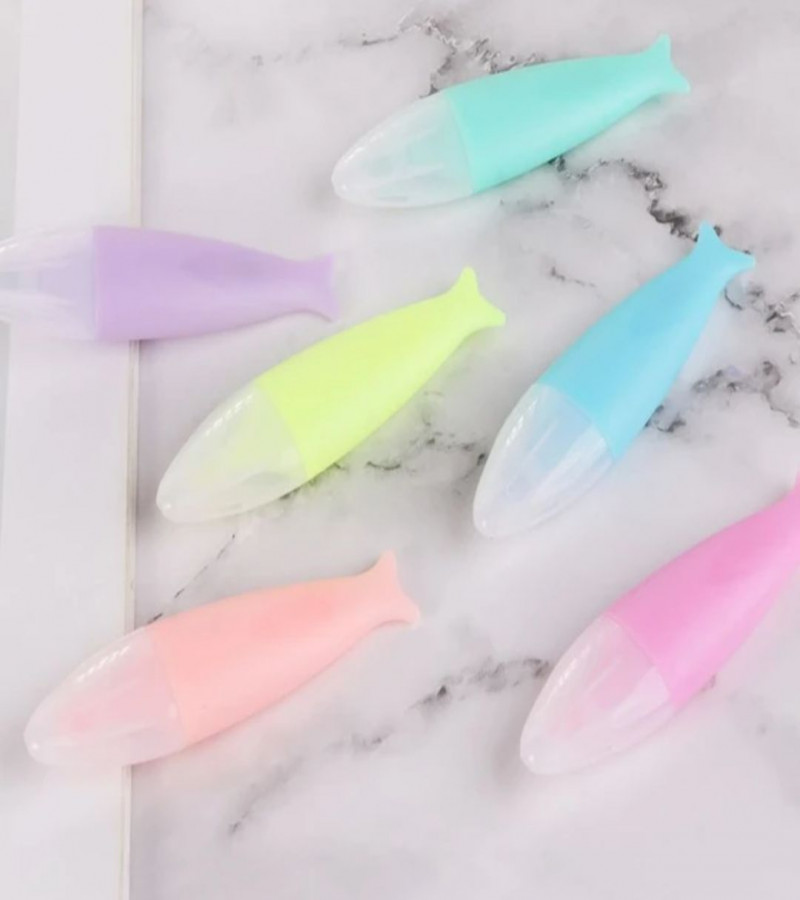 Mini Highlighters Fish 6 Pcs Pastel Portable Pocket Cute Kawaii Highlight Set Chisel Tip Office Stationery Supplies