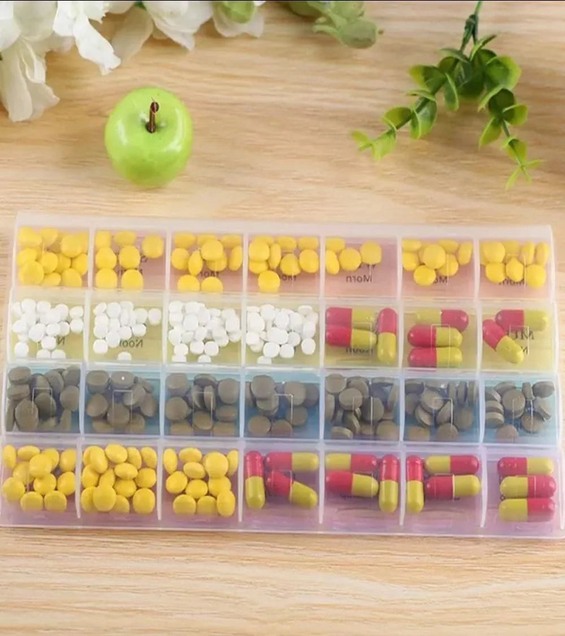 Pill Case/Medicine Case (1 Week) 4 Times a Day Habit Medicine Box (morning, afternoon, evening, spare), Portable (1pieces)