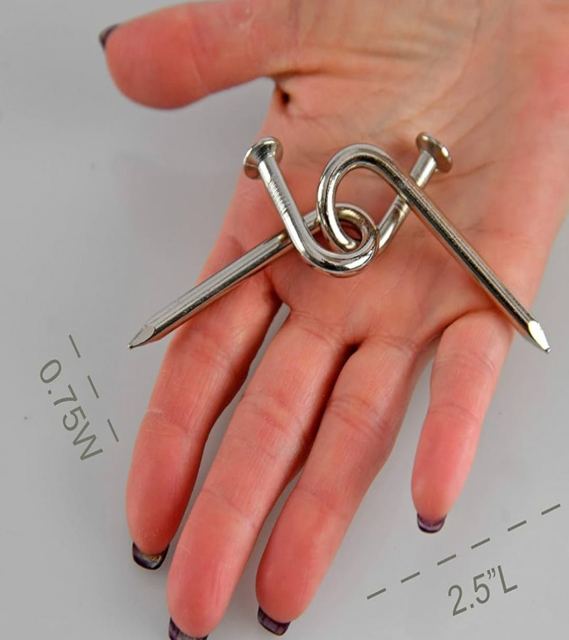 Twisted Nail Puzzle, Bundle of 1 pair Identical Puzzles, for Ages 13 and Older