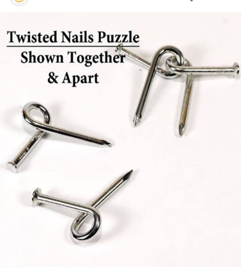 Twisted Nail Puzzle, Bundle of 1 pair Identical Puzzles, for Ages 13 and Older